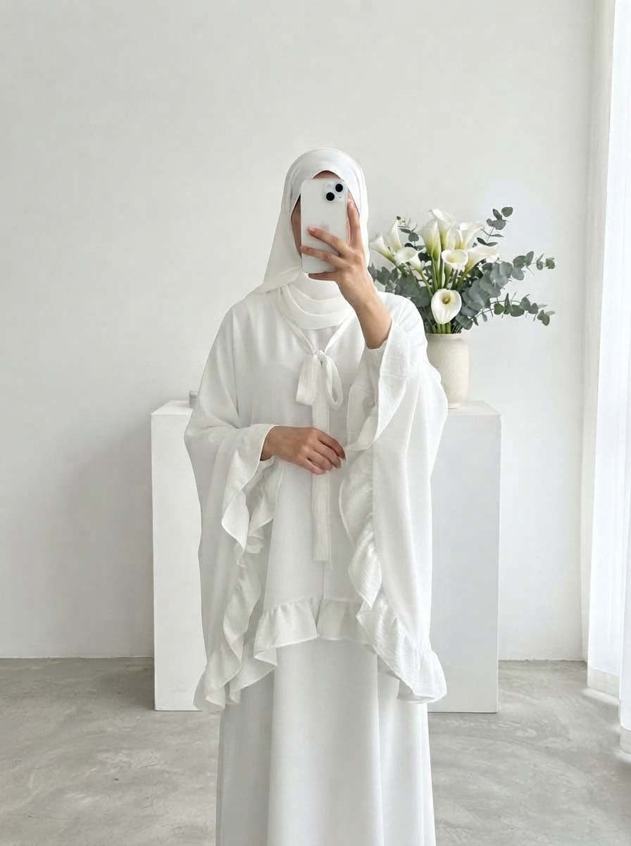 Abaya Jassmin Volants - coloris rose