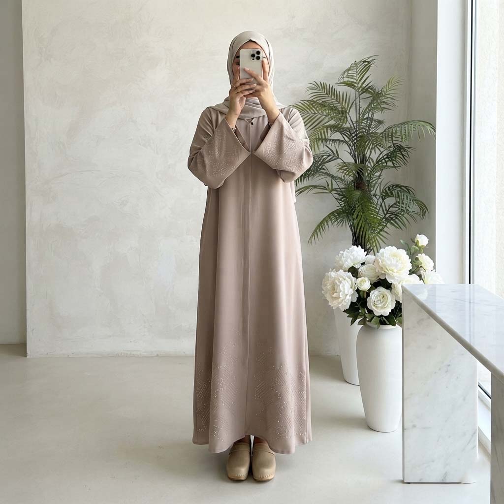 Abaya Kayali Brodée - coloris noir vue complète