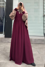 Robe Queen Bouffante - bordeaux détail col
